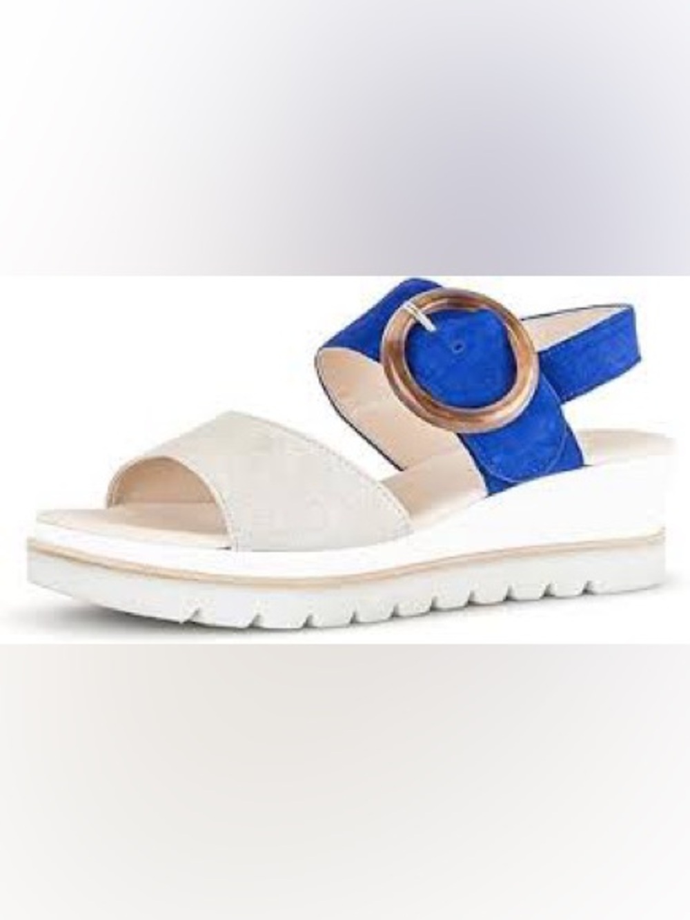Gabor slingback platform wedge sandals in a royal blue and bone suede size 4.5